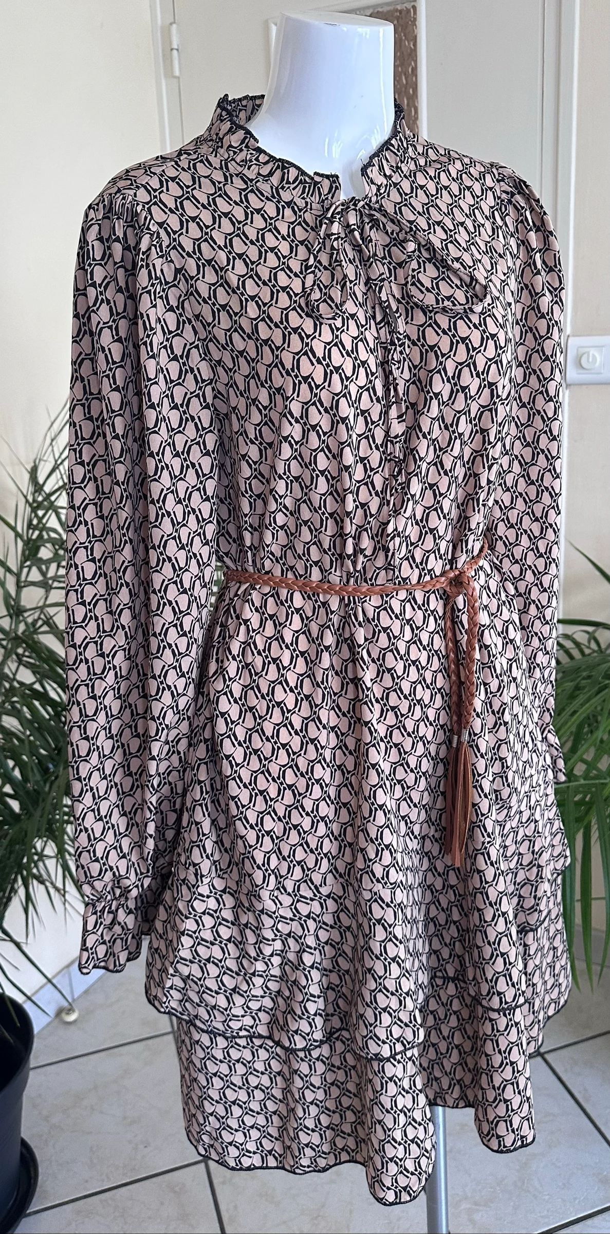 Fluid dress NEW printed black & brown – Size 38/40 – photo 2
